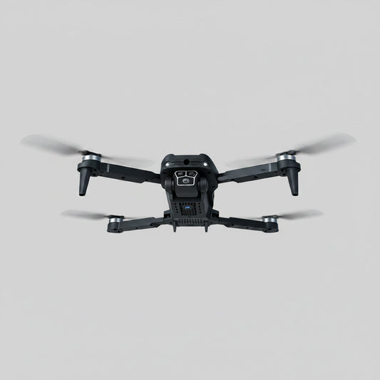Z16 drone hovering over a mountainous landscape with text about optical flow positioning.